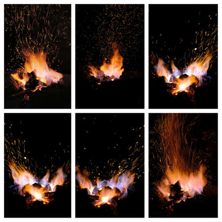 Embers and Flames of a smith's forge collageの写真素材