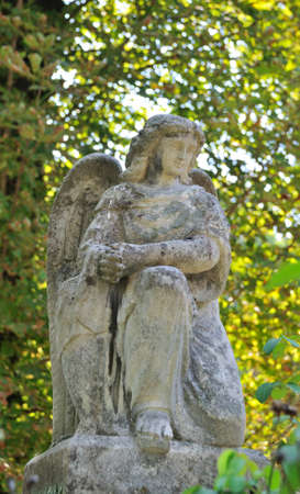 Old statue in Lychakiv Cemetery in Lviv, Ukraineの写真素材