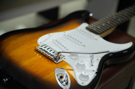 an electric guitar details, close up