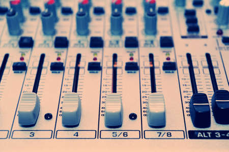 Buttons equipment in audio Mixing Console. Music equipmentの写真素材