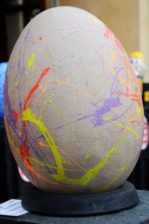 LVIV, UKRAINE - April 04: Big fake Easter eggs at the festival of Easter eggs in the center of Lviv on April 04, 2015 in Lvovのeditorial素材