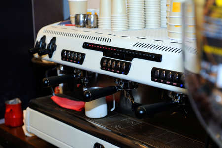 Professional industrial coffee machine in a bar .の写真素材
