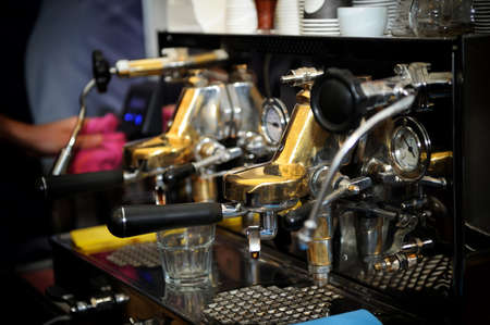 Professional industrial coffee machine in a bar .の写真素材