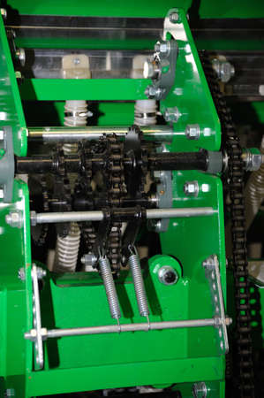 Close up of detail on gear on agricultural machine