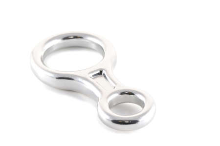 Climber gears safety rope knot figure eight  , isolated white background.の写真素材