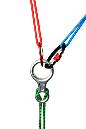 Carabiner isolated on white background . Climbing equipment .