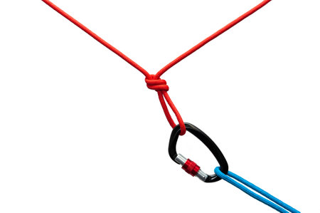 Climbing sports image of a carabiner on a rope
