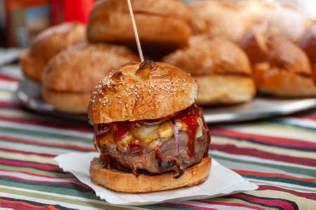 Fresh tasty burger. Big burger, american fast food.の写真素材