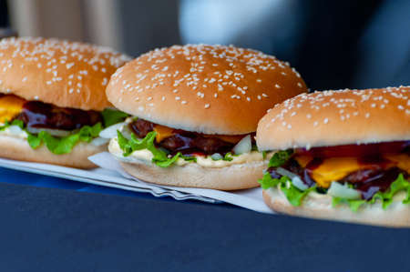 Fresh tasty burger. Big burger, american fast food.の写真素材
