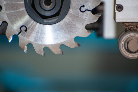 Close-up detail of a woodworking machine.の写真素材