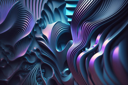 Abstract 3D background. abstract light background. 3d render, abstract modern colorful background, fashion wallpaper with wavy layers and ruffles. Generative AI.の素材