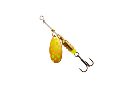 Fishing Spinner (Spoon Lure) Isolated on White background. Tackles for catching of fishes.の写真素材