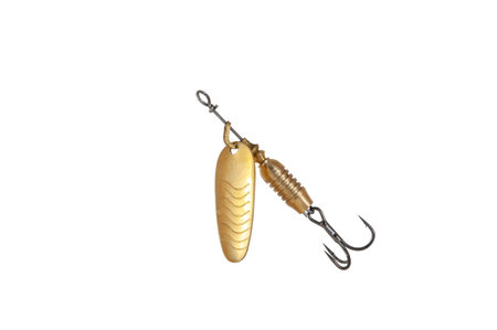 Fishing Spinner (Spoon Lure) Isolated on White background. Tackles for catching of fishes.の写真素材