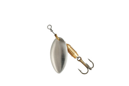 Fishing Spinner (Spoon Lure) Isolated on White background. Tackles for catching of fishes.の写真素材