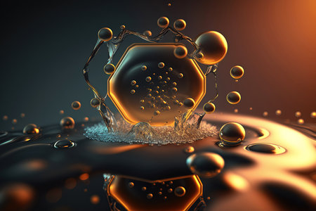 Abstract virtual technology illustration with nano technology background. Ganerative AI.の素材