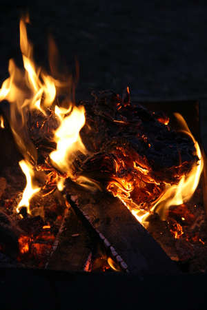 fire, hearth, oven in the house and barbecue on the streetの写真素材