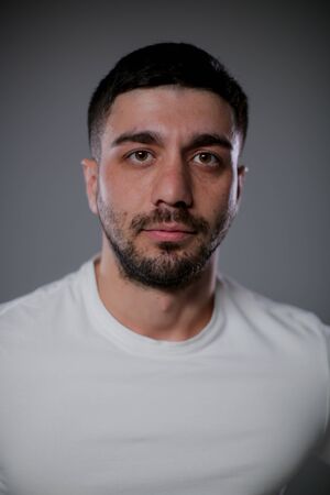 Portrait of a brutal young man.の写真素材