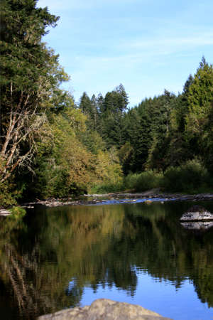 This is an image of the calm water before Wildwood Falls.の写真素材