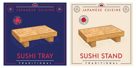 Wooden stand tray for sushi rolls