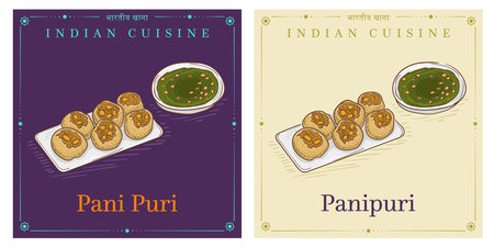 popular street food of India vintage retro illustrationのイラスト素材
