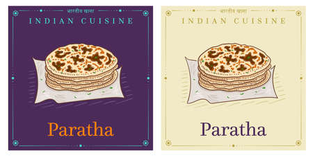 Indian layered flatbread paratha illustration