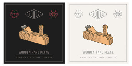 Wooden hand plane retro illustrationのイラスト素材