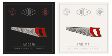 Saw illustration. construction tools logoのイラスト素材