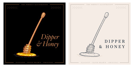 Dipper Honey illustration sketch and color illustration setのイラスト素材