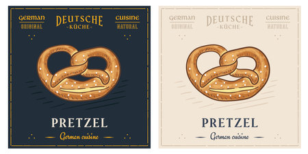 Soft Pretzel retro vintage tasty illustration for menu or posterのイラスト素材