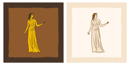 Women greek goddess ancient boho sketchのイラスト素材