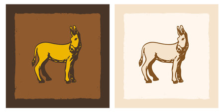 Mule donkey doodle sketch texturedのイラスト素材