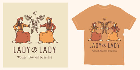 Lady Woman owned business logo soutwest boho designのイラスト素材