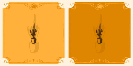 cactus cacti in pot clipart rustic boho trendy stylishのイラスト素材