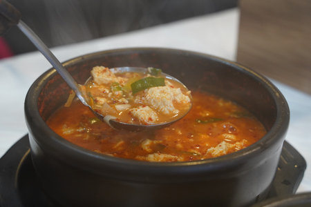 Soft Bean Curd Stew is one of the most popular traditional Korean foods