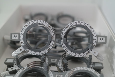 Frames for optometry lenses are placed