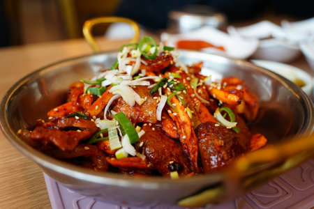 Korean popular and popular stir-fried porkの写真素材
