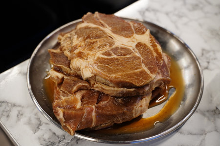 Fresh Marinated Pork on Plate