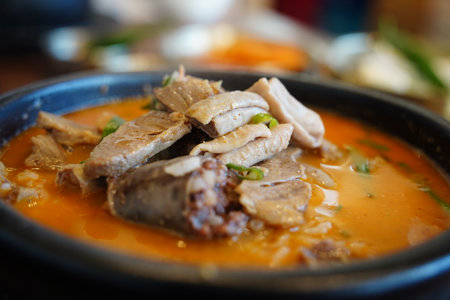 Hearty Korean Sundae Guk with Intestines and Spicy Broth