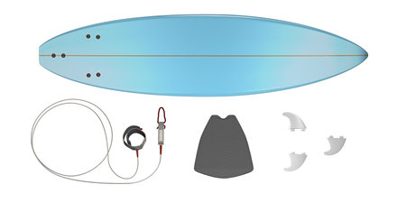 Parts of a surfboard lined up side by side - 3d Illustrationの写真素材