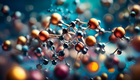 Molecular model of molecule. Science background. 3D rendering