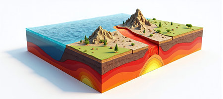 3d model of the land in the form of an abstract landscape