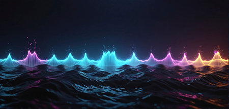 3d render of abstract background with waves and glowing lines. 3d illustration