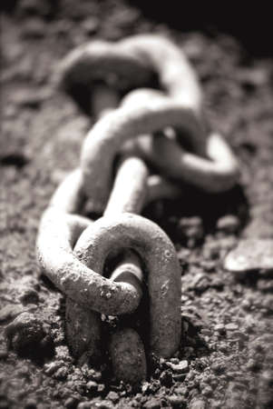 Chains in Ground, Black and Whiteの写真素材