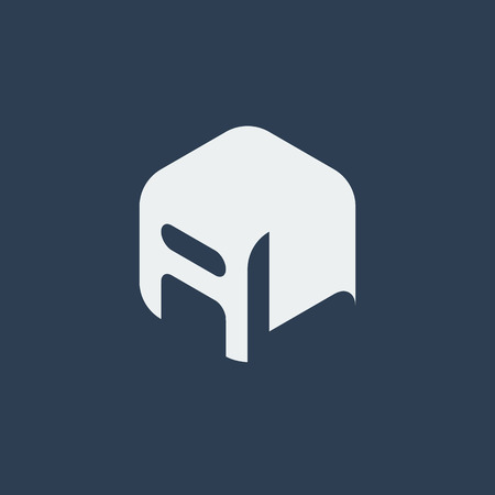 AL Logo.. Vector Graphic Business Branding Letter Element Illustration. Cube Negative Space Design. Dark Backgroundのイラスト素材