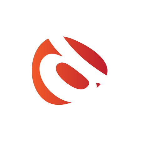 D Logo.. Vector Graphic Business Branding Letter Element Illustration. Orange Negative Space Design. White Backgroundのイラスト素材