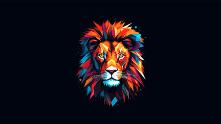 Lion head with colorful abstract background vector illustration eps 10.のイラスト素材