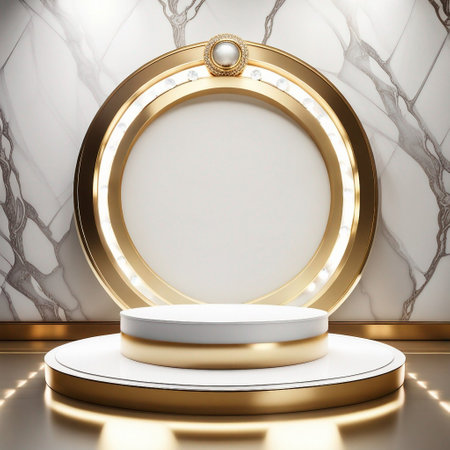 Elegant White and Gold Plate with Delicate Gold Podiumの素材