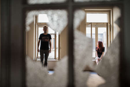 couple in abandoned buildingの写真素材
