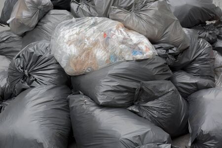 Black garbage bagの写真素材