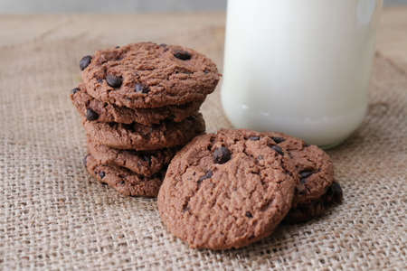 chocolate chip cookies and milk